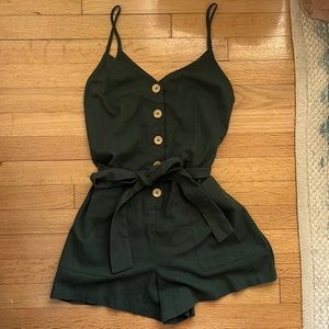 Lush Green Linen Romper